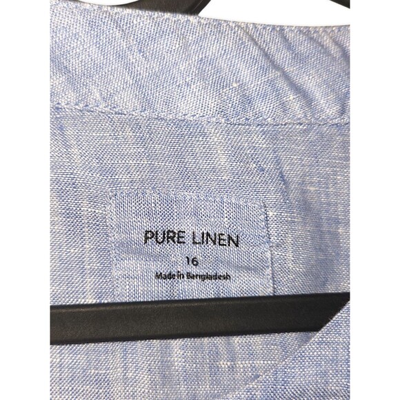 M&S Pure Linen Blue Lagan Top Size 12 Shoulder Button Detail Marks and Spencer - Picture 2 of 4